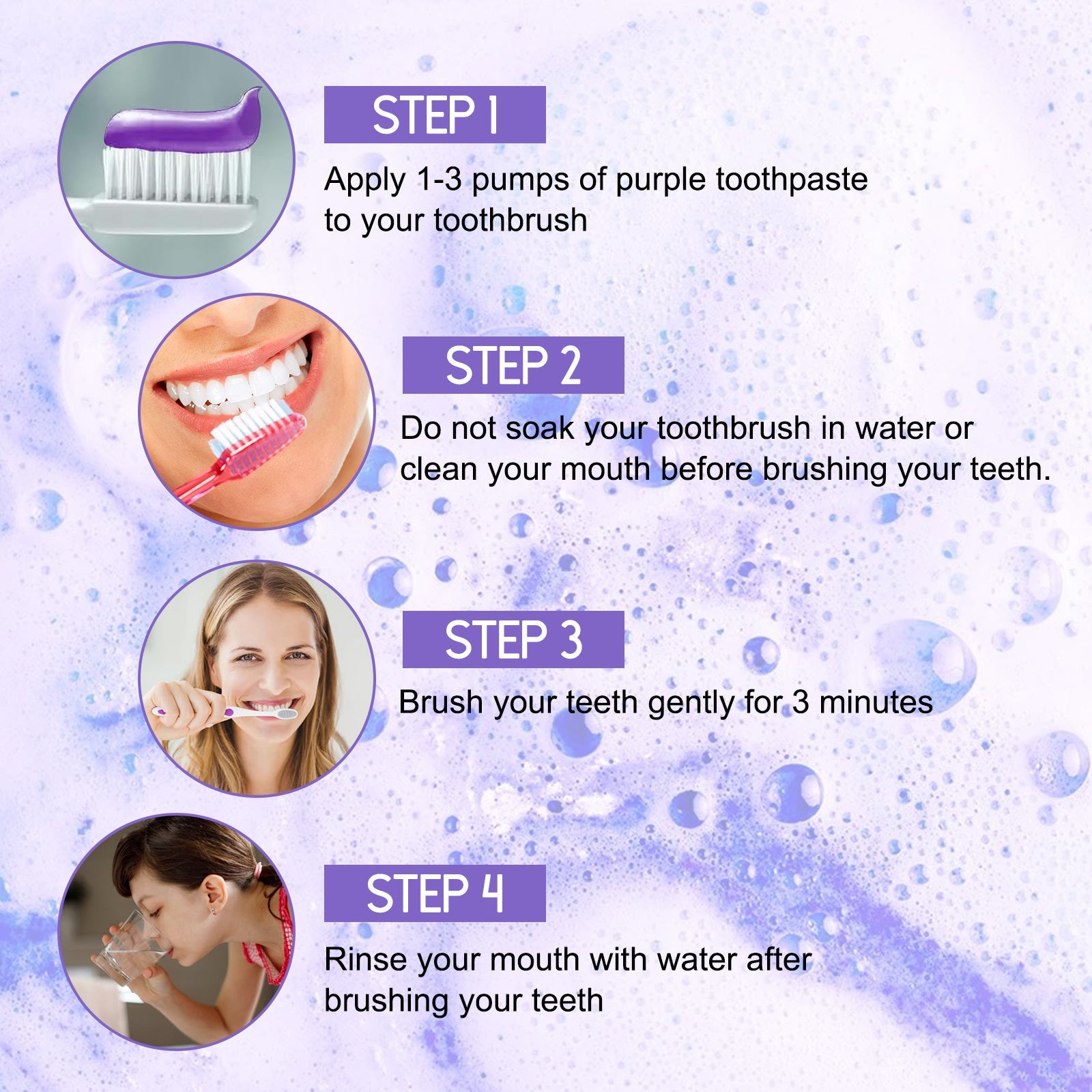 Jaysuing Purple Tooth Whitening Toothpaste, Brightens Teeth Cleans Stains And Relieves Bad Breath Beautiful Teeth Toothpaste